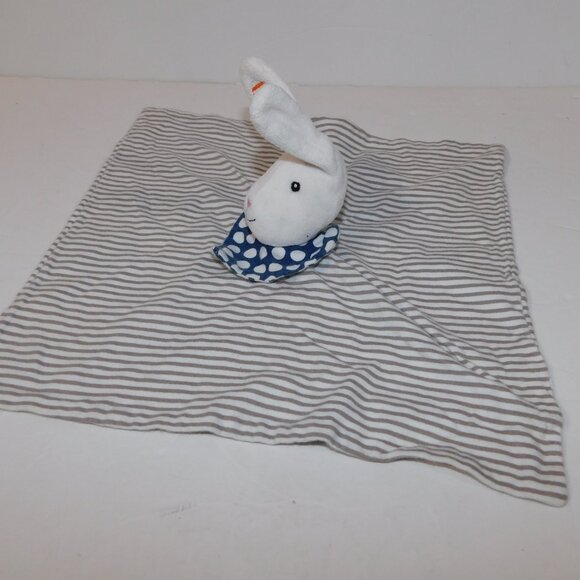 IKEA LEKA White Gray Striped Bunny Rabbit Security Blanket Baby Lovey nunu - Picture 5 of 7